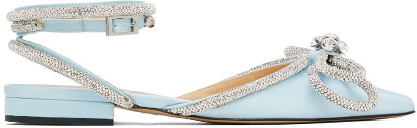 Blue Double Bow Ballerina Flats