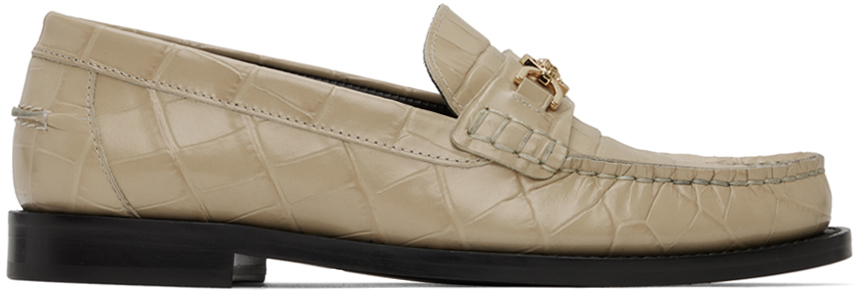Versace Beige Croc-Effect Medusa '95 Loafers