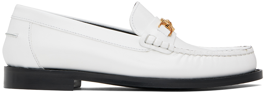 Shop Versace White Medusa '95 Loafers In 1w00v-optical White-