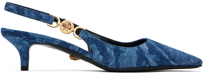 パンプス Versace Embroidered Denim Pumps VERSACE Embroidered denim pumps | gebnegozionline | REVERSIBLE