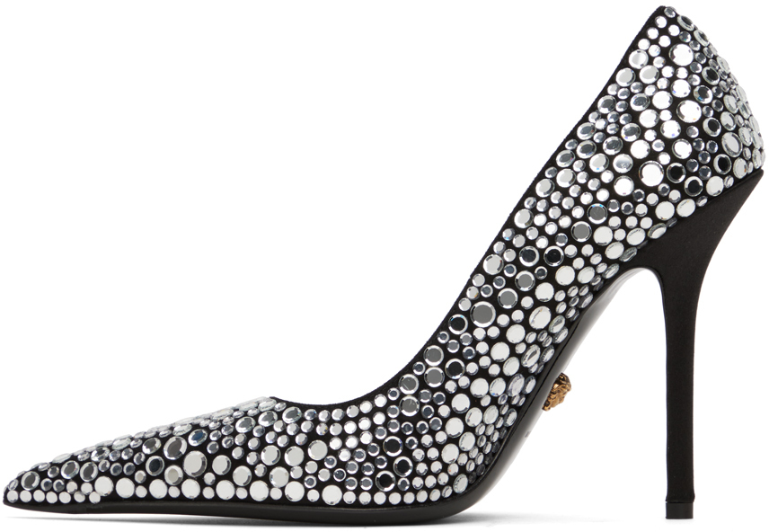 Versace Black Decollete T.110 Heels In 2b30v-black+crystal-
