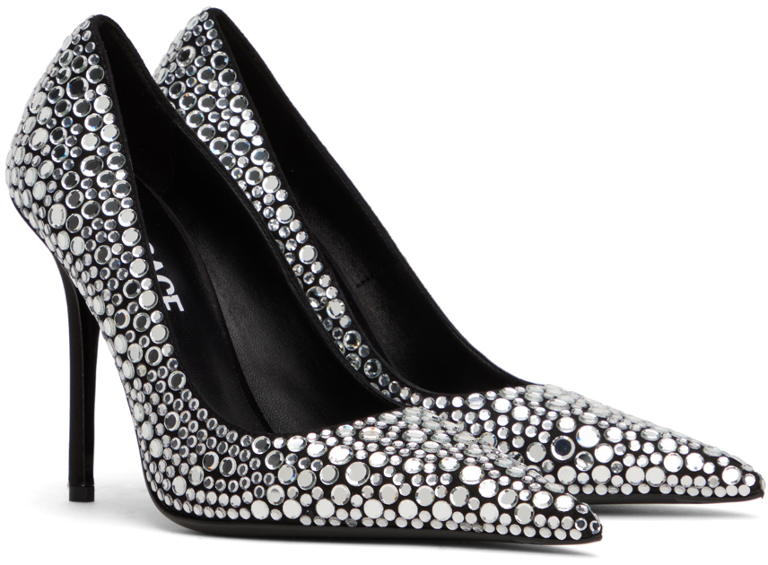 Versace Black Decollete T.110 Heels In 2b30v-black+crystal-
