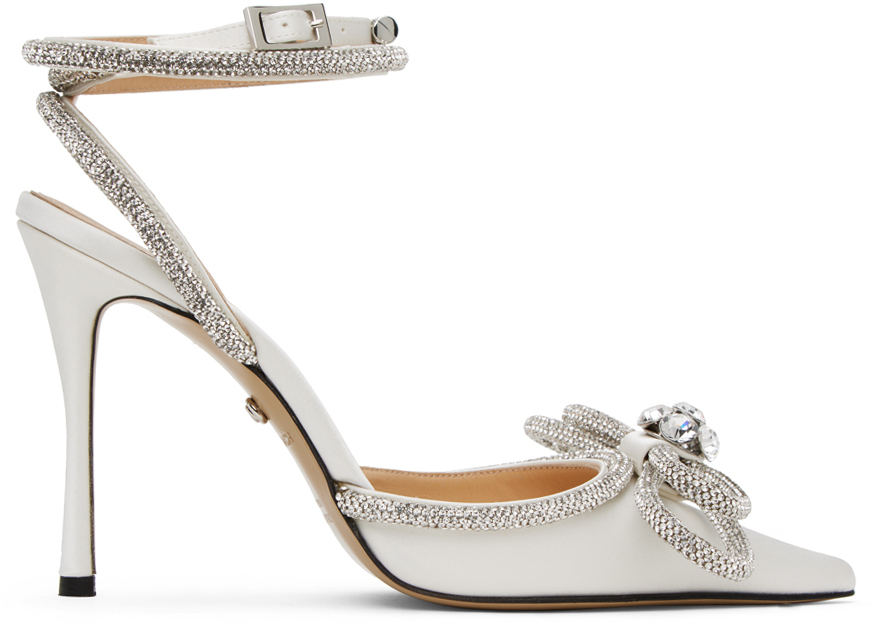 Mach & Mach Crystal-embellished Bow Pumps In Weiss