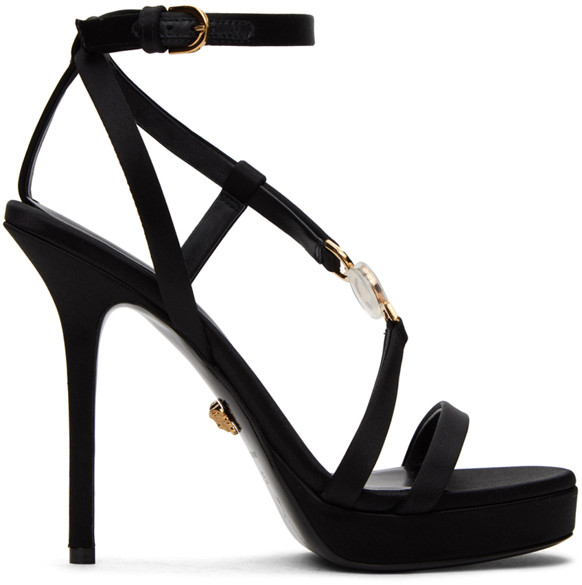 Versace Jeans Couture Black Kirsten Heeled Sandals | MILANSTYLE.COM