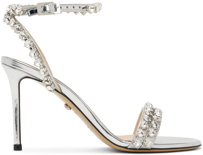 Silver Audrey Crystal Heeled Sandals