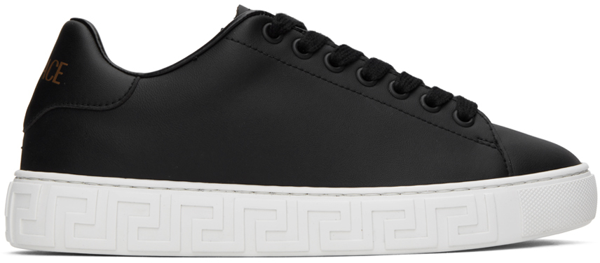 Shop Versace Black Greca Sneakers In 1b000-black