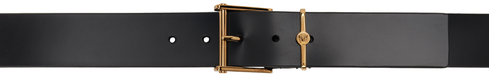 Versace Black Column Belt In Black- Gold