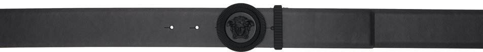 Versace Black Medusa Biggie Belt In Black Varnished