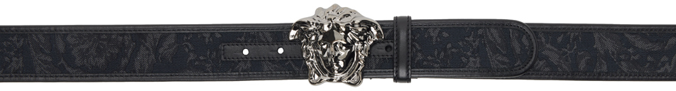 Versace Black Barocco 'la Medusa' Belt In Black-ruthenium