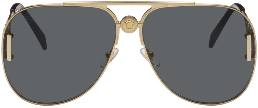 Gold Medusa Pilot Biggie Sunglasses