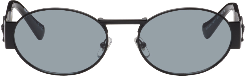 Versace Black Medusa Deco Oval Sunglasses