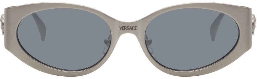 Versace Silver 'La Medusa' Oval Sunglasses