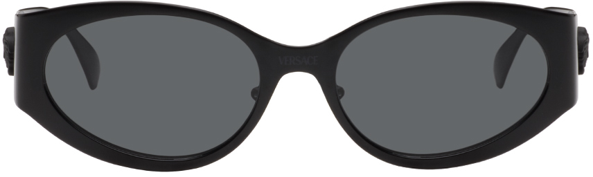 Versace Black 'La Medusa' Oval Sunglasses