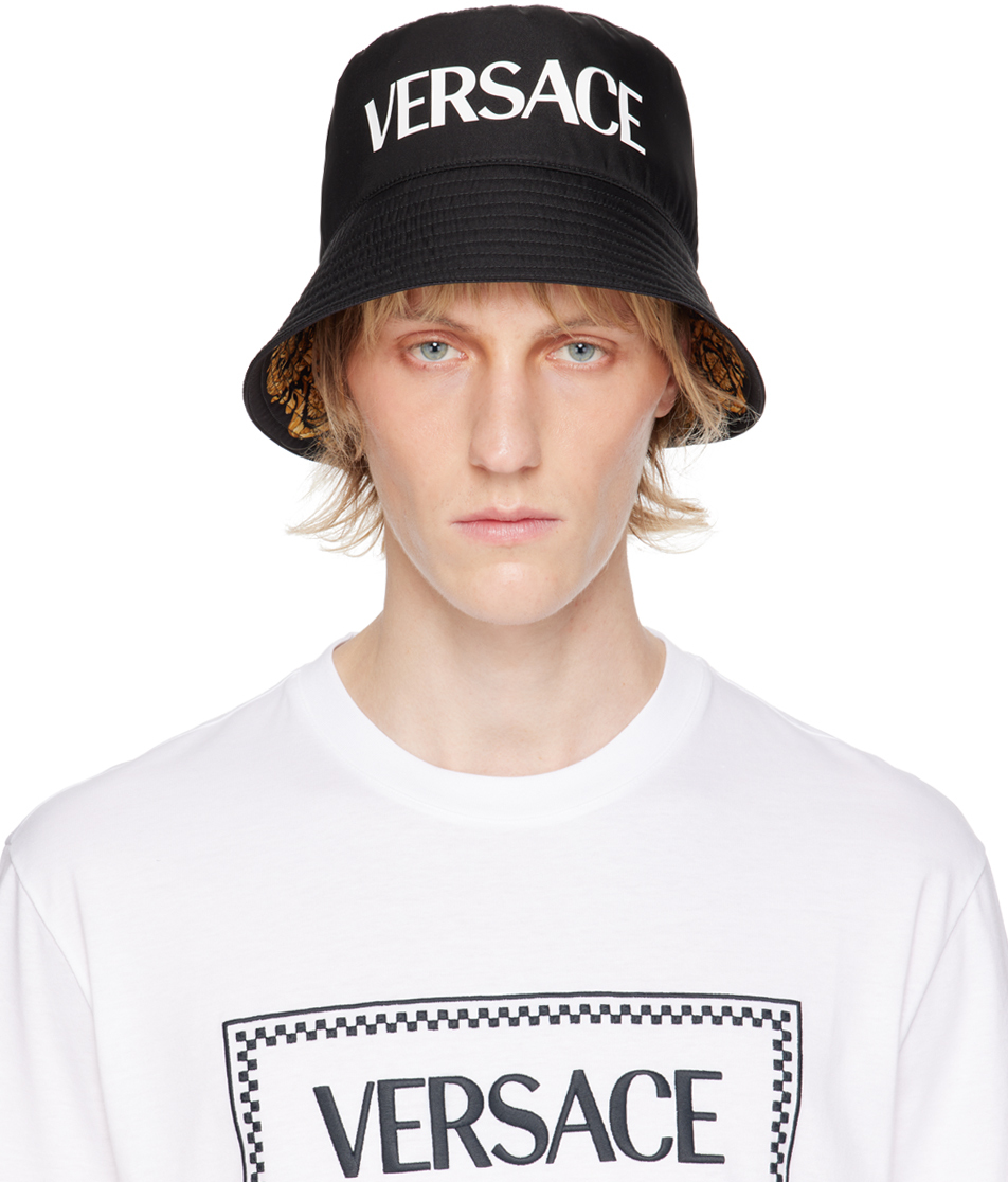 Versace: ブラック バロック リバーシブル バケットハット | SSENSE 日本