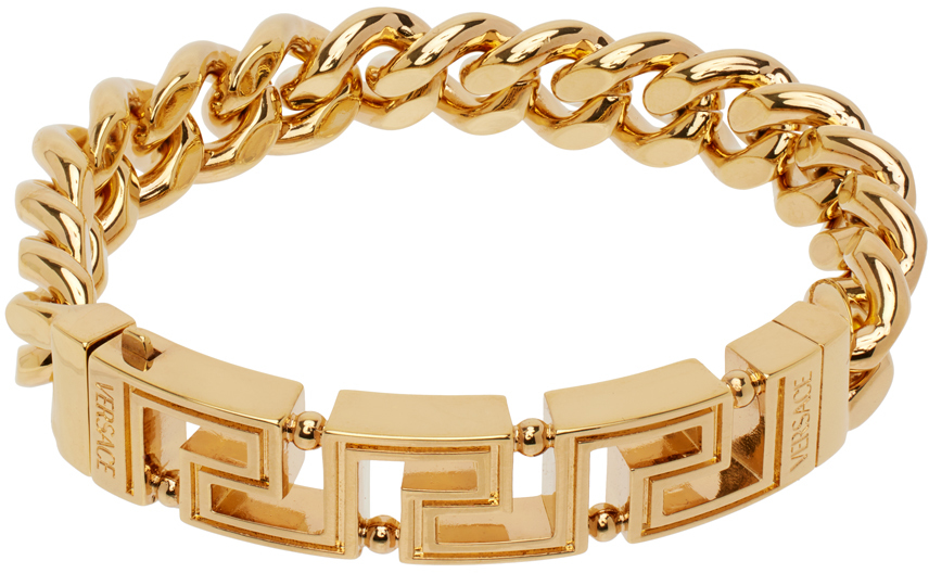 Shop Versace Gold Greca Chain Bracelet In 3j000- Gold