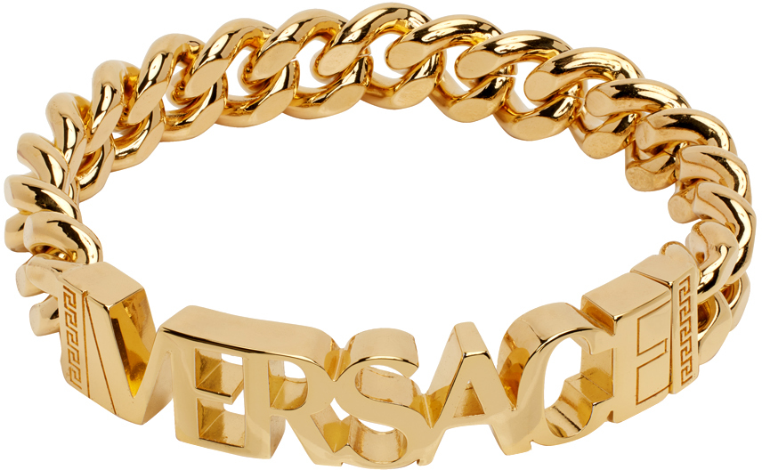 Medusa Braided Leather Bracelet Black,Gold | Versace US