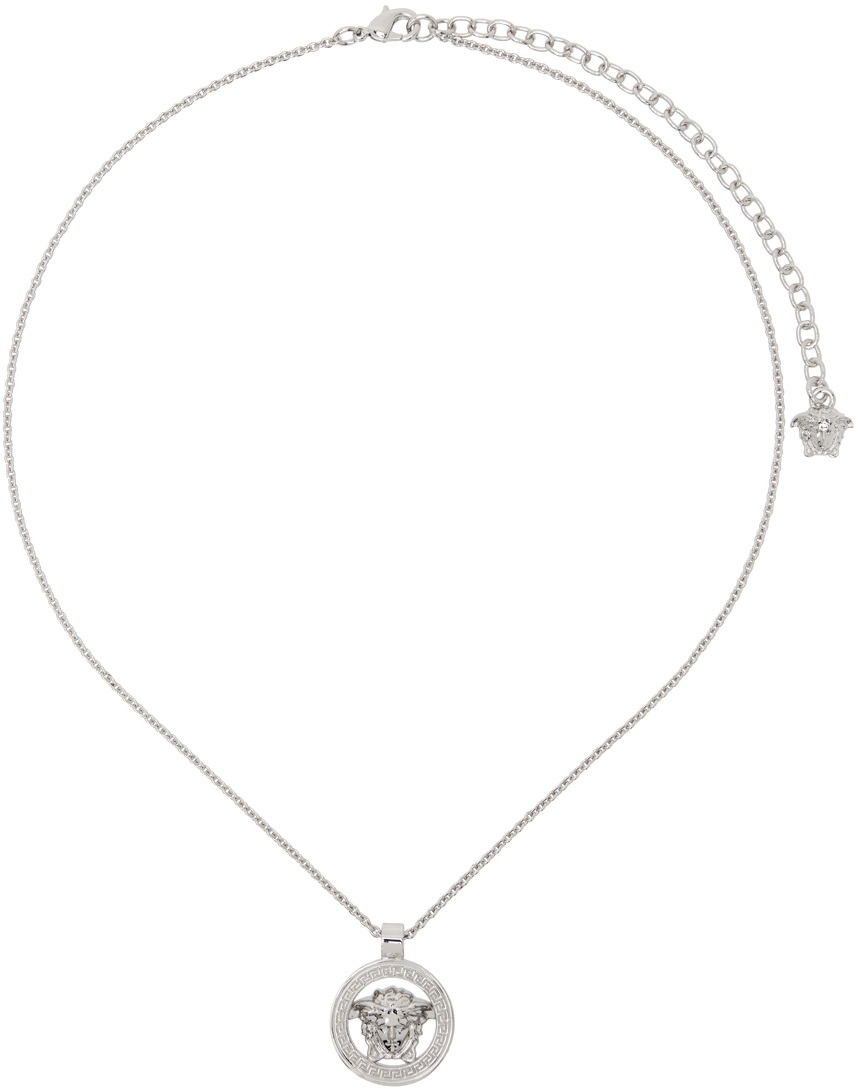 Versace Silver Medusa '95 Pendant Necklace In 3j030-palladium