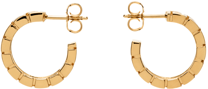 Shop Versace Gold Greca Hoop Earrings In 3j000- Gold