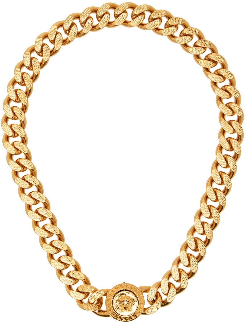 Versace Gold Medusa Chain Choker Necklace In Kot-tribute Gold