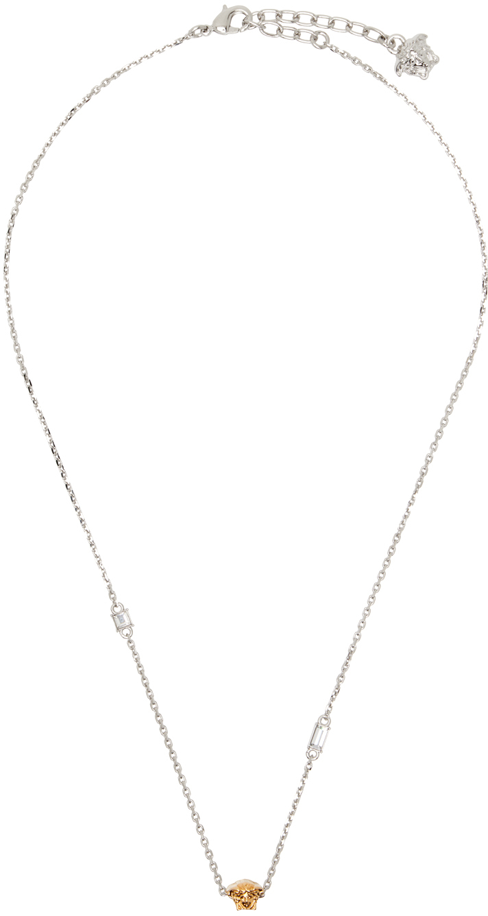 Versace Silver Medusa Necklace In Palladium Vg Crystal