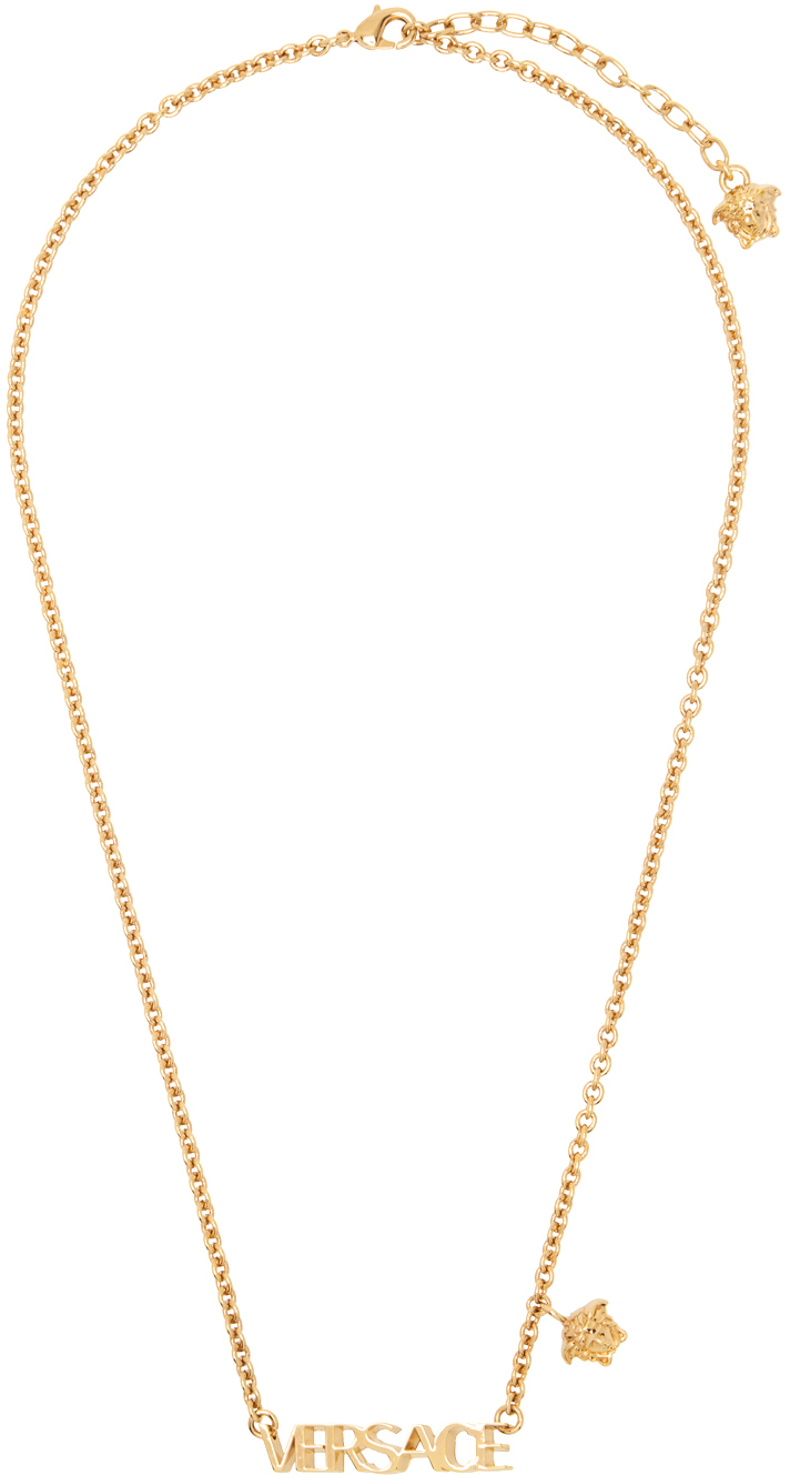 Versace Gold Logo Necklace In 3j000- Gold
