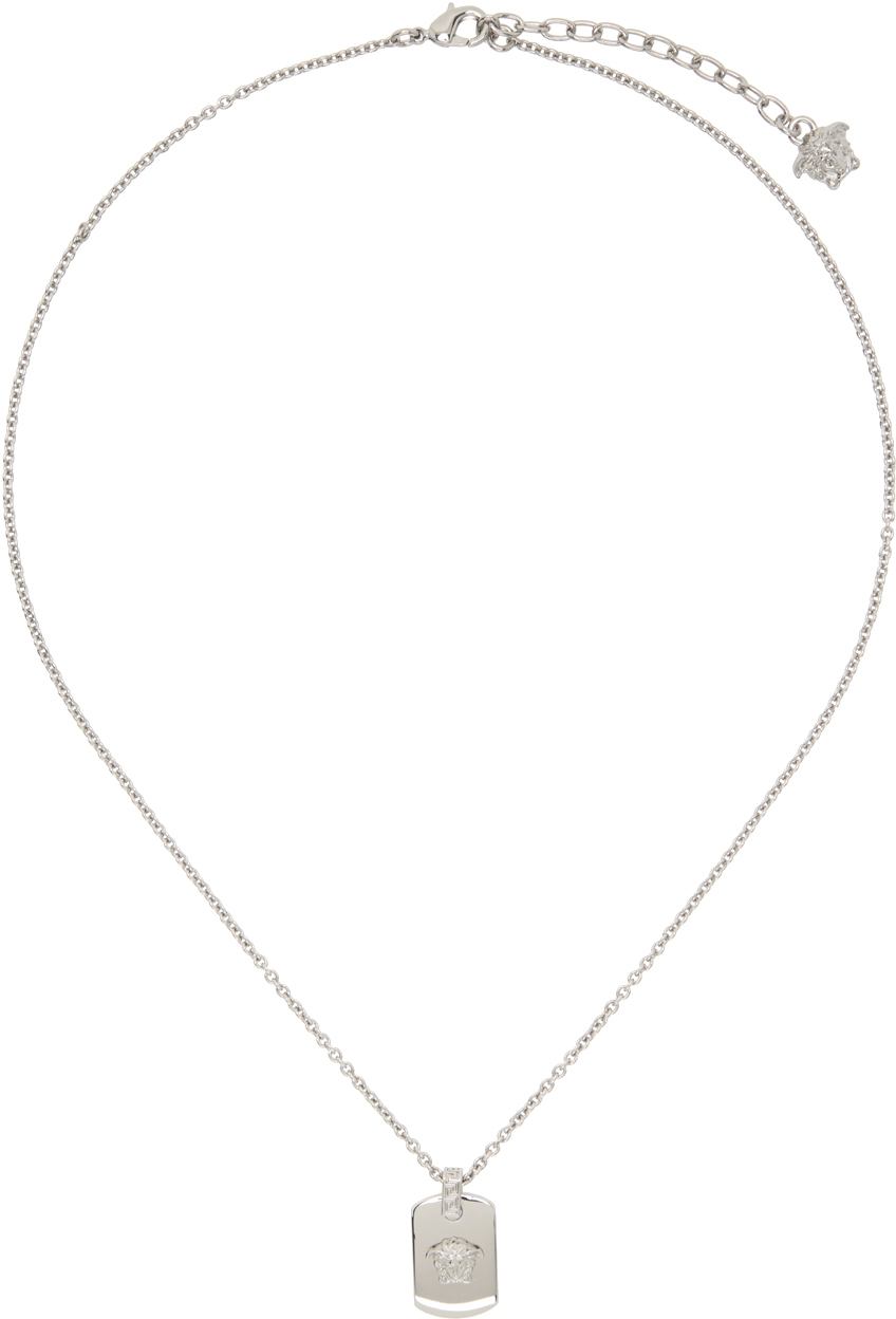 Versace Silver Medusa Necklace In 3j030-palladium
