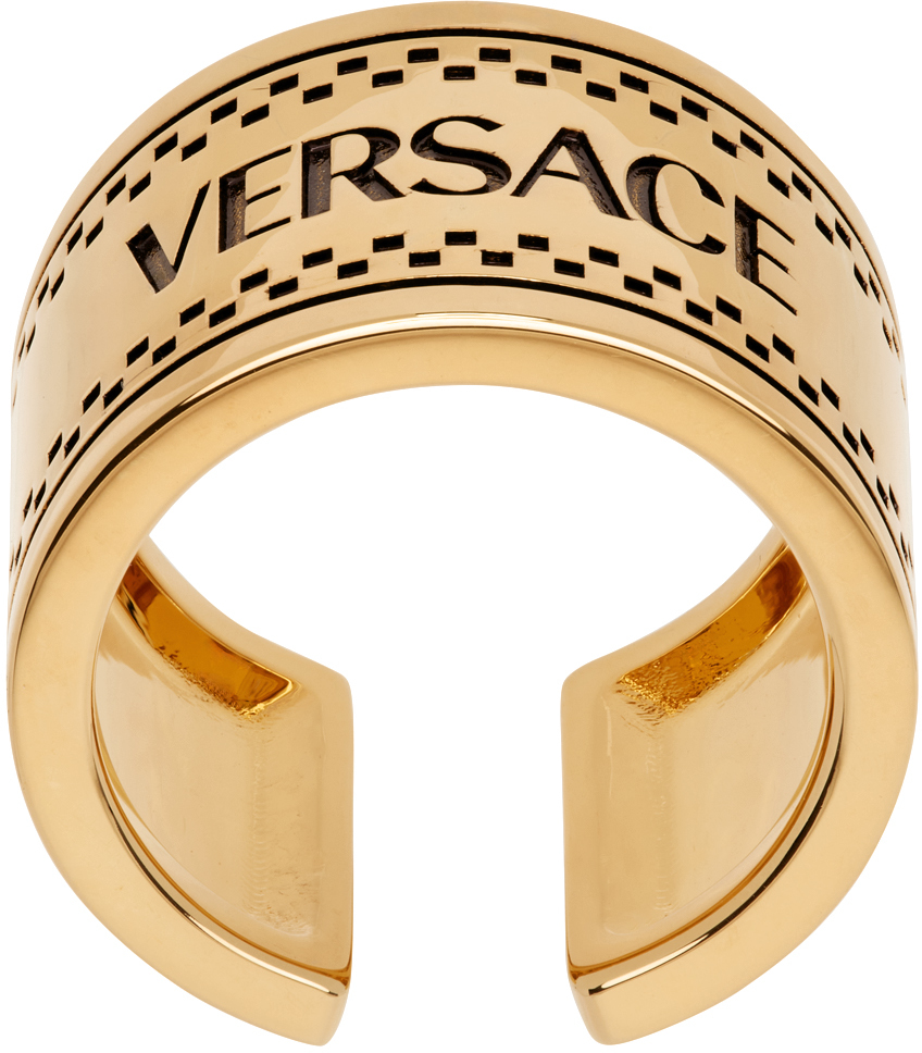 Gold 90s Vintage 'Versace' Logo Ring