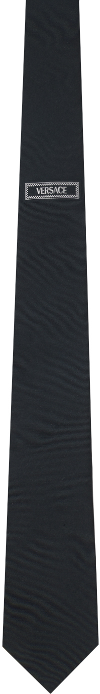 Shop Versace Black 90s Vintage Logo Tie In 2b020-black+white