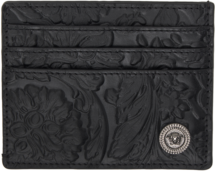 Versace Black Embossing Barocco Card Holder In 1b00e-black-rutheniu
