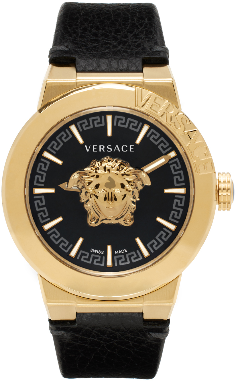 Versace: ブラック＆ゴールド メドゥーサ Infinite XL 腕時計 | SSENSE