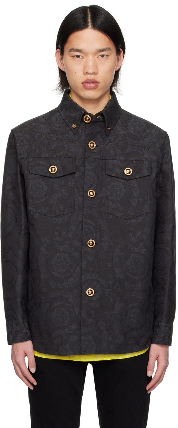Versace Grey Barocco Shirt In 1e880-anthracite