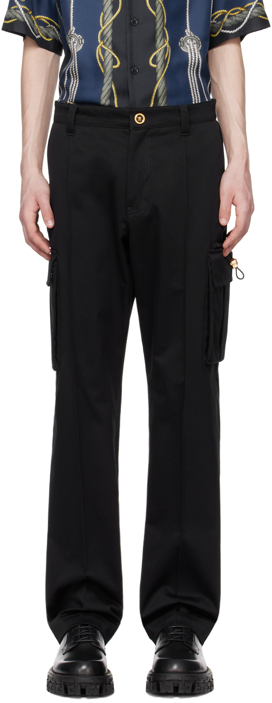 Shop Versace Black Hardware Cargo Pants In 1b000-black