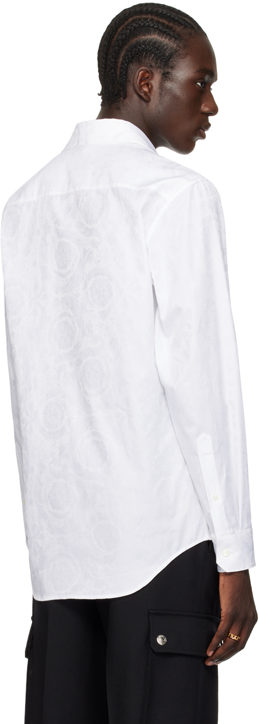 Versace Barocco Print Long-sleeved Shirt In Optical White