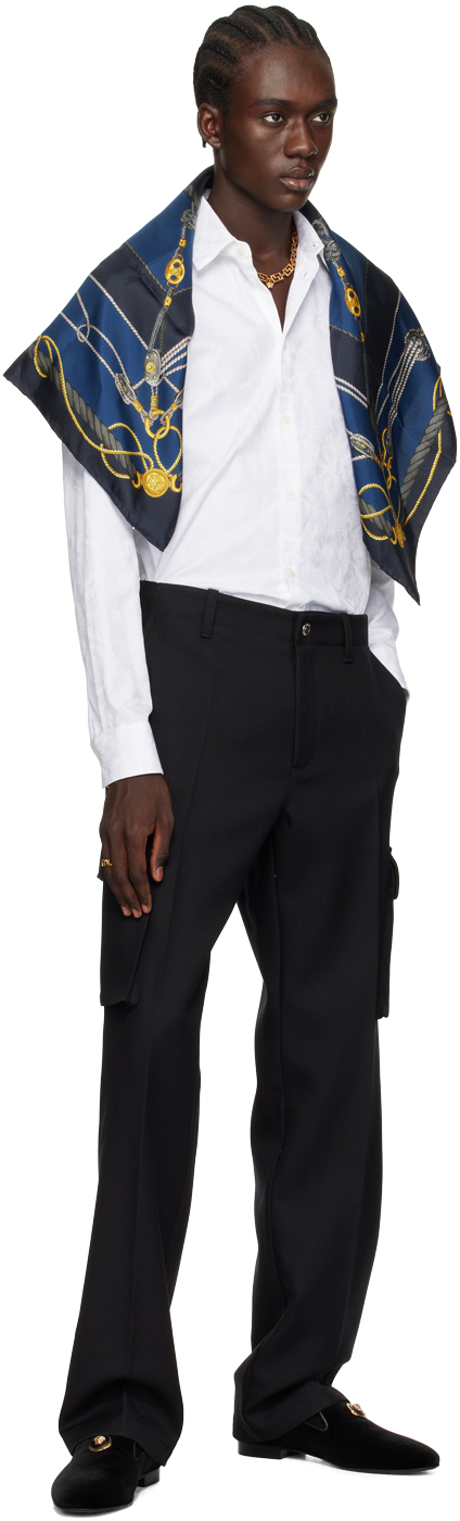 Versace Barocco Print Long-sleeved Shirt In Optical White