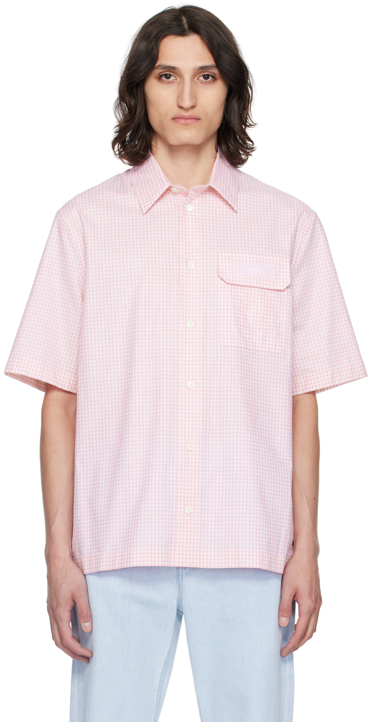 Versace Contrasto Oxford Shirt In Light Pink