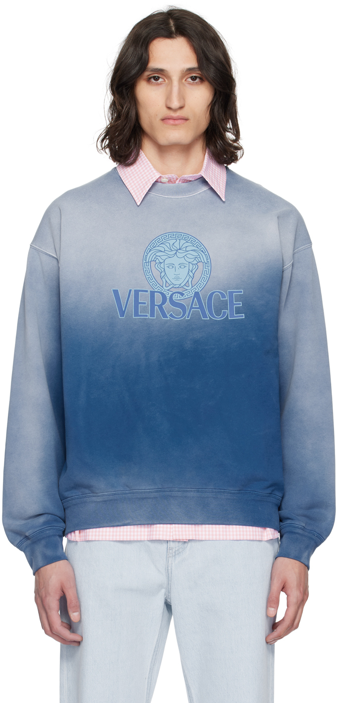 Shop Versace Blue Medusa Sweatshirt In 1ui10-royal Blue