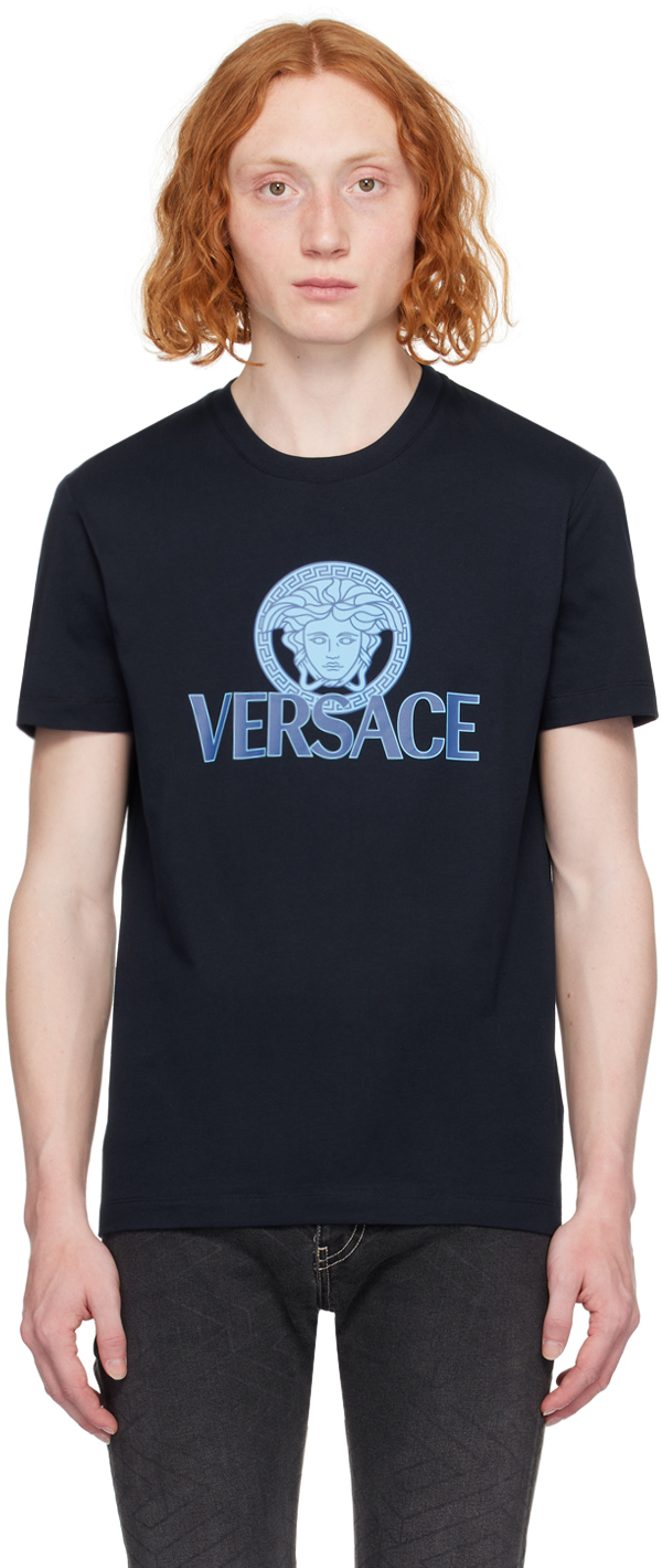Shop Versace Navy Medusa T-shirt In 1ui20-navy Blue