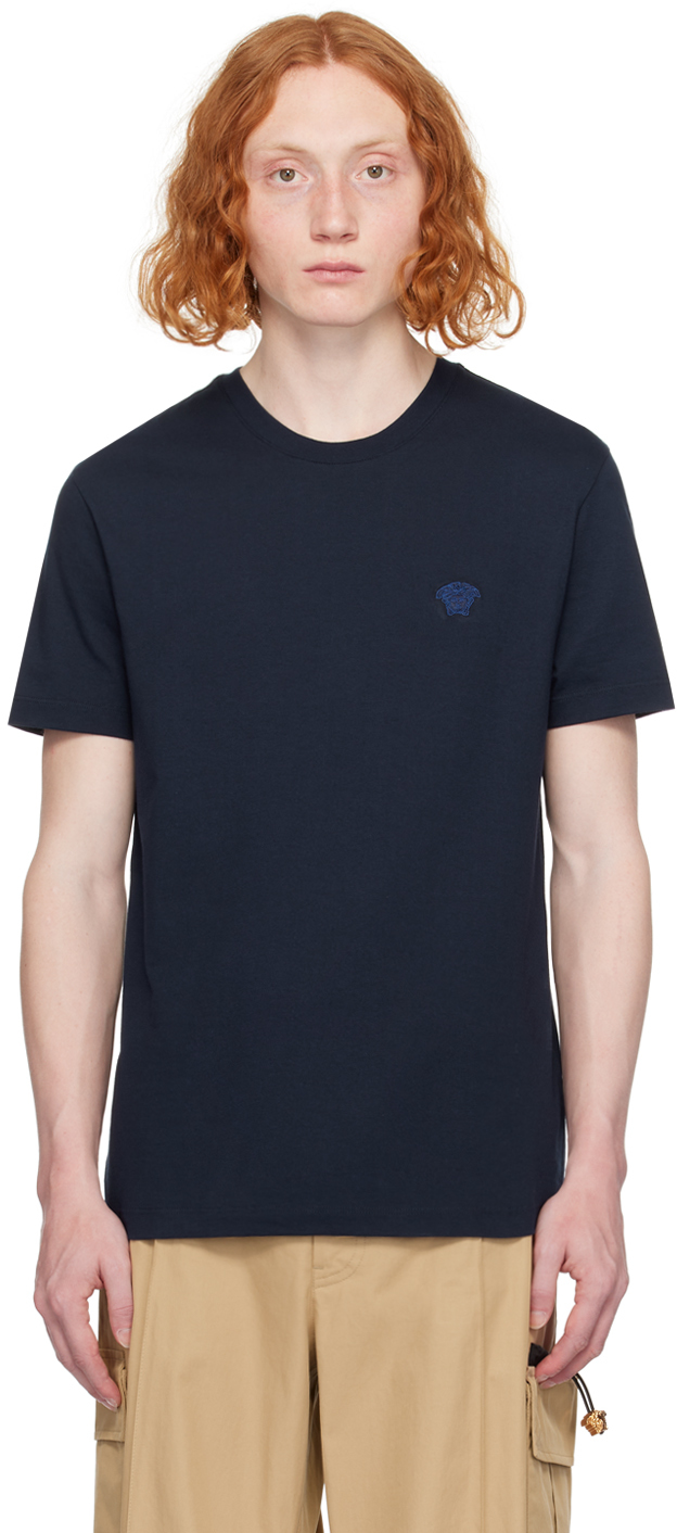 Shop Versace Navy Medusa T-shirt In 1ui20-navy Blue