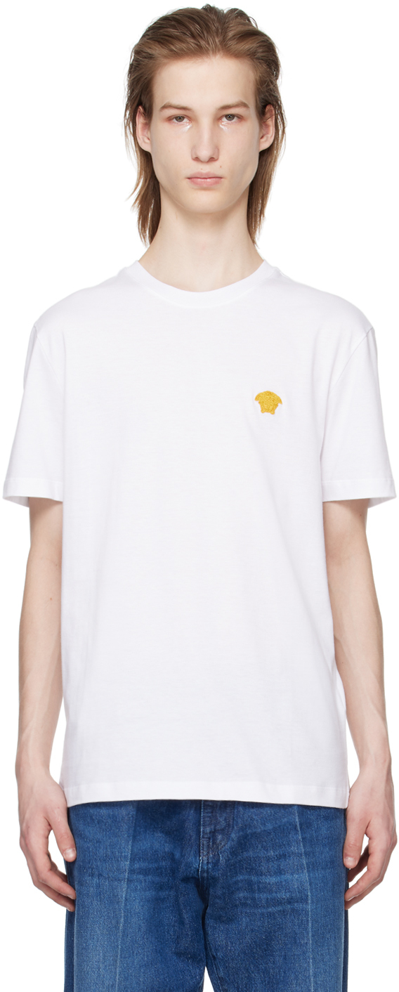 Shop Versace White Medusa T-shirt In 1w000-optical White