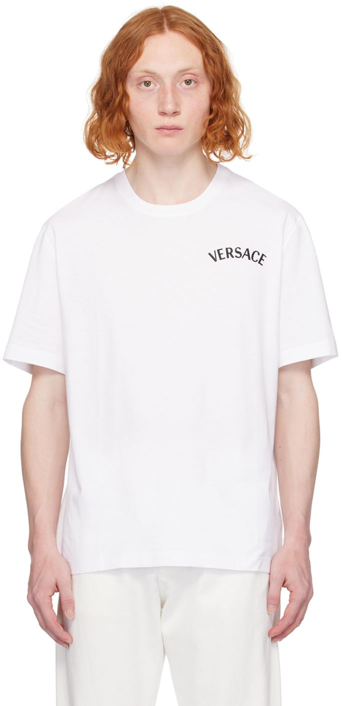 Shop Versace White ' Milano' T-shirt In 1w010-white