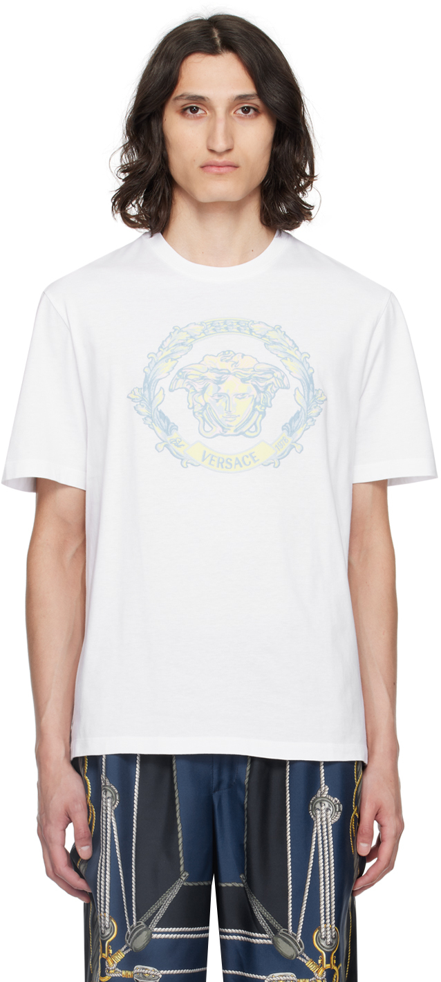 Versace White Medusa T-shirt In 1w000-optical White