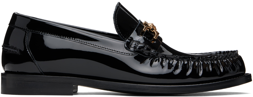 Shop Versace Black Medusa '95 Loafers In 1b00v-black Gold