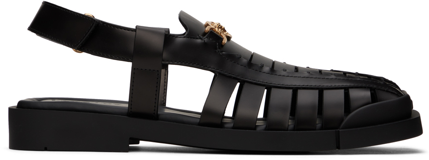 Shop Versace Black Medusa '95 Sandals In 1b00v-black-v Gold