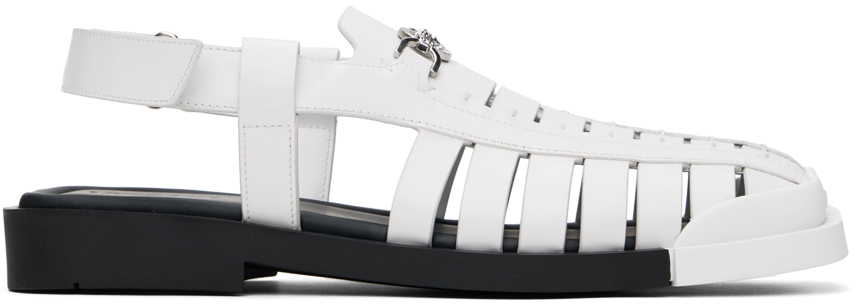 Shop Versace White Medusa '95 Sandals In 1w01p-white-palladi