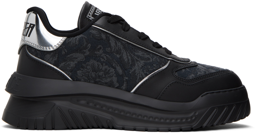 Versace Black Odissea Sneakers In Black+black+silver