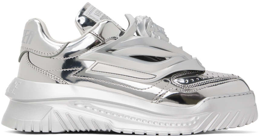 Shop Versace Silver Odissea Sneakers In 1e010-silver