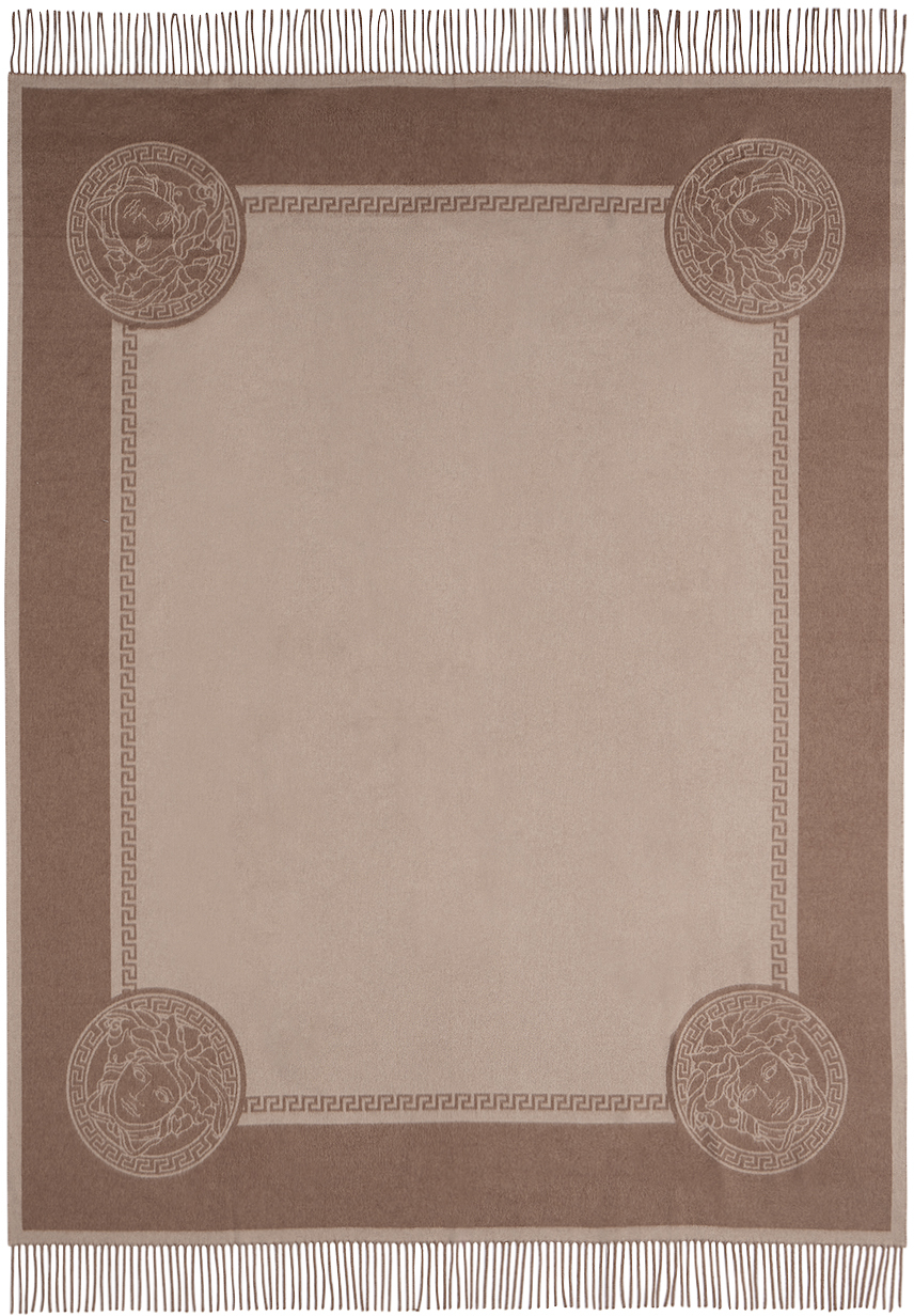 Versace ブラウン Icon シルク カシミヤ ブレンド フリンジ