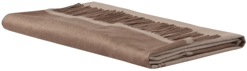 Versace Brown Icon Silk Cashmere-blend Fringed Blanket In 1na70