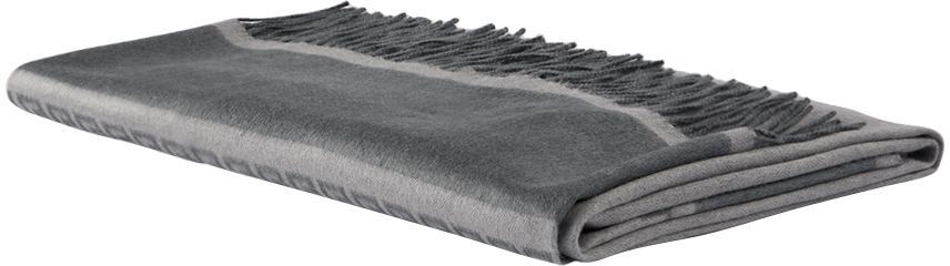 Versace Gray Icon Silk Cashmere-blend Fringed Blanket In 1e870