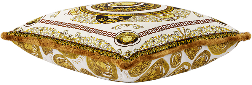 Versace White & Gold Medusa Gala Double-face Cushion In Z7010